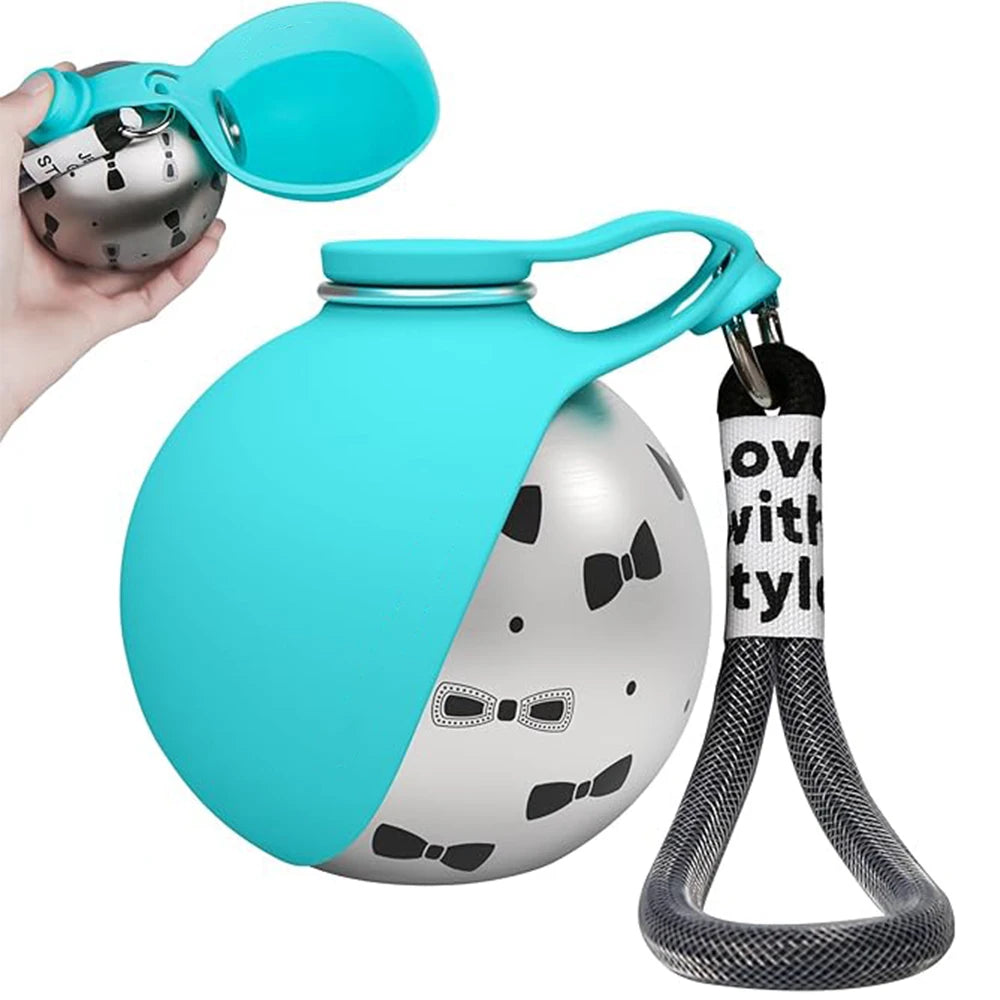 2-in-1 Portable Dog Water Bottle with Silicone Bowl – Stainless Steel