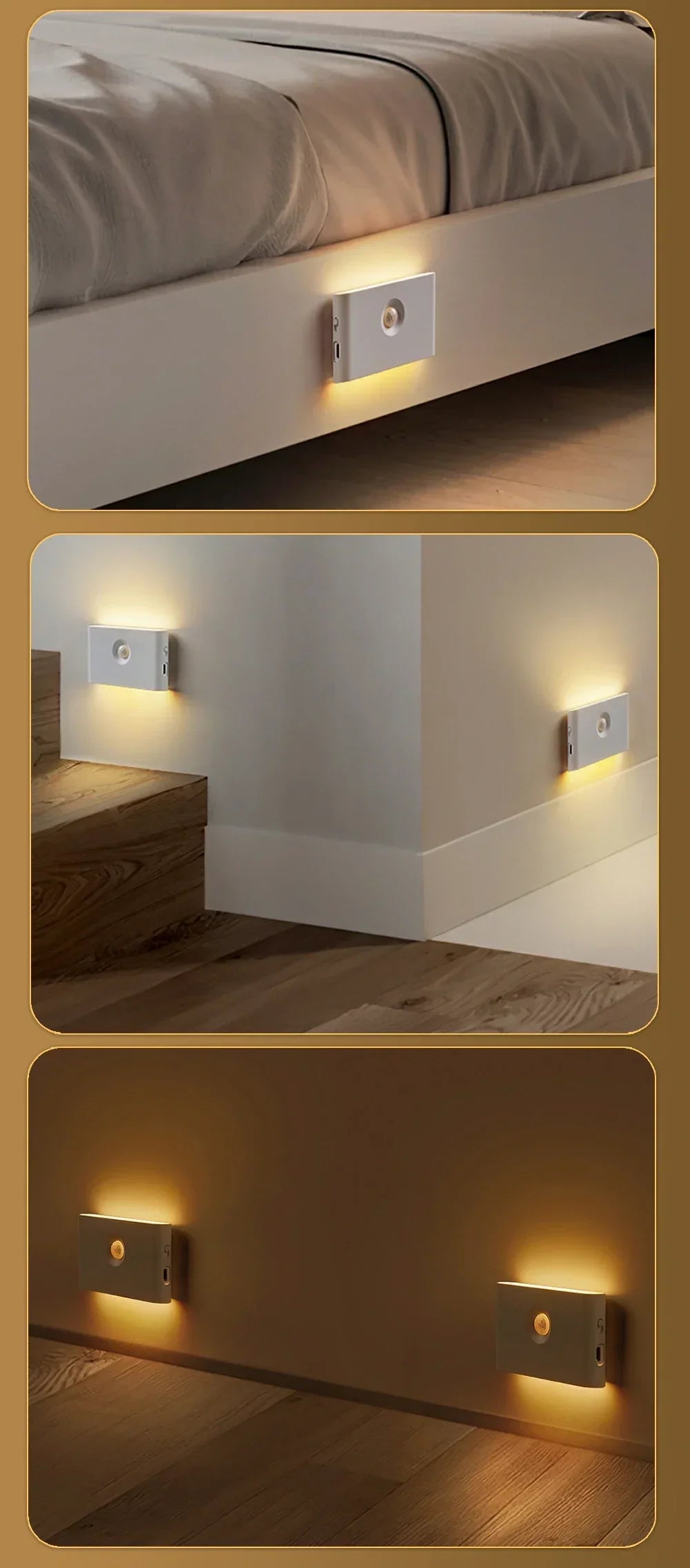 Motion Sensor LED Night Light – Wireless Rechargeable Wall Light for Bedroom, Hallway & Bathroom