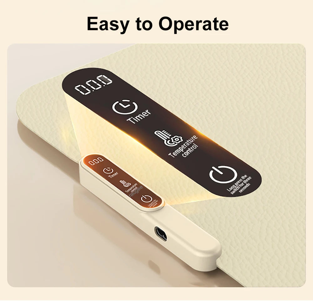 Silicone Electric Food Warmer Mat – Foldable Heating Tray with 6-Level Temperature & Timer