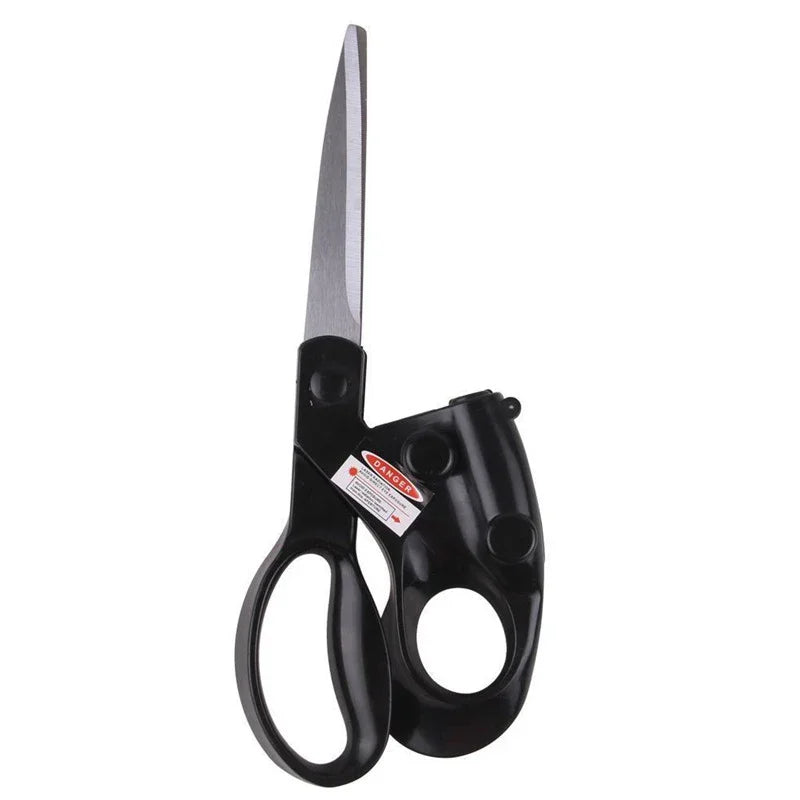 Black-handled scissors on a white background