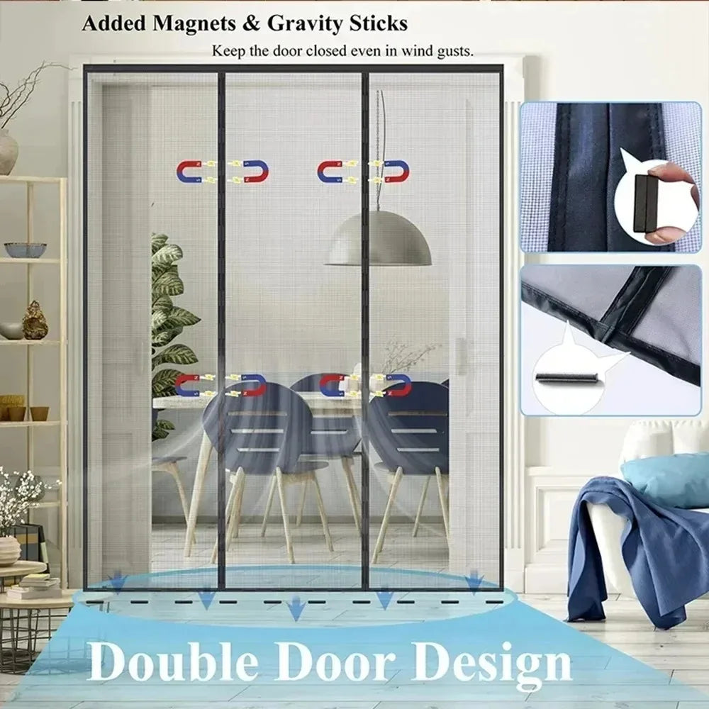 Magnetic Mesh Screen Door Curtain – Hands-Free Bug & Mosquito Barrier