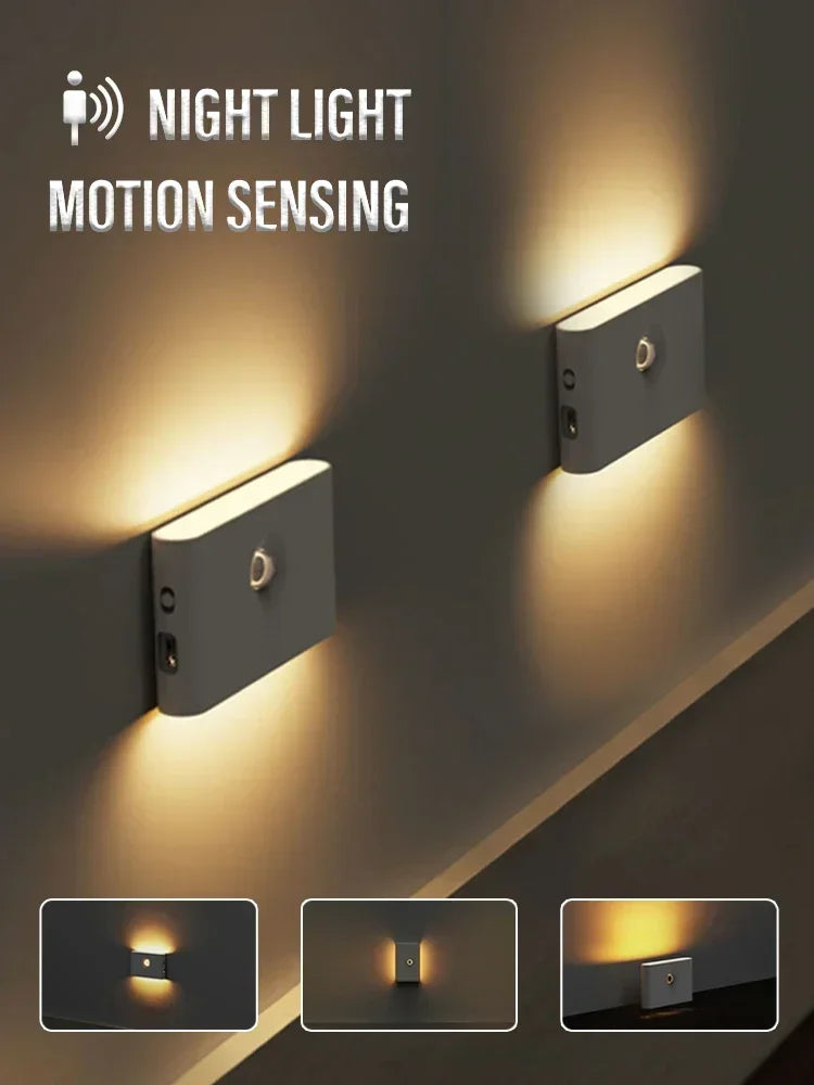 Motion Sensor LED Night Light – Wireless Rechargeable Wall Light for Bedroom, Hallway & Bathroom
