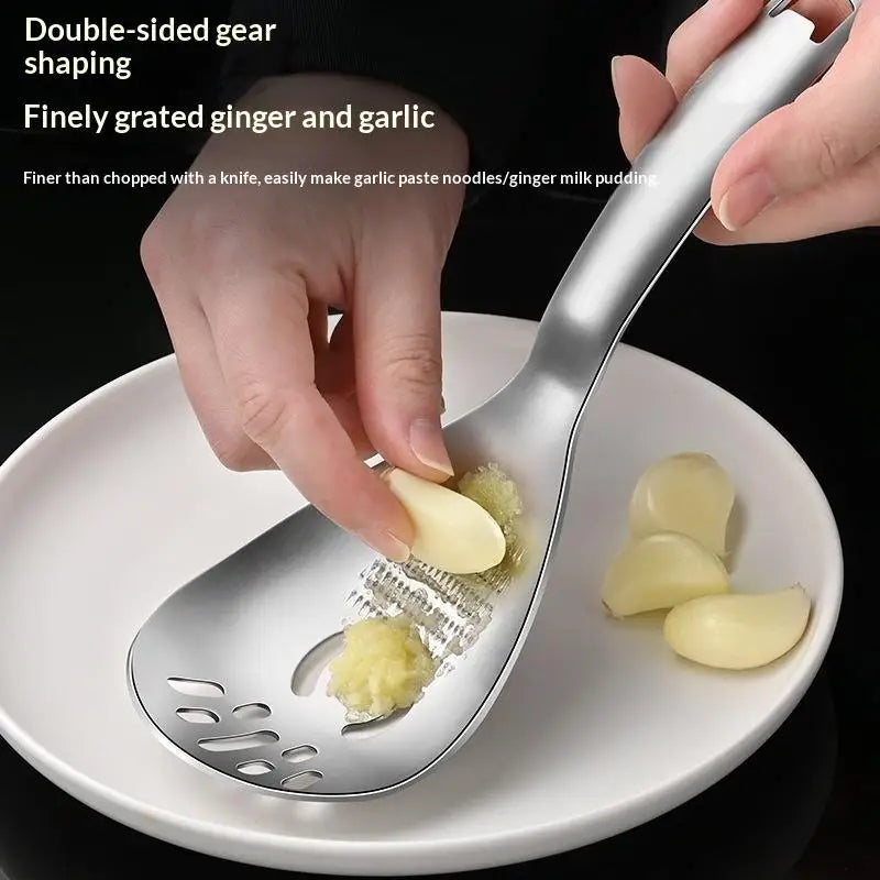 Multifunctional Stainless Steel Grater Spoon – 6-in-1 Kitchen Tool for Garlic, Ginger & Vegetables