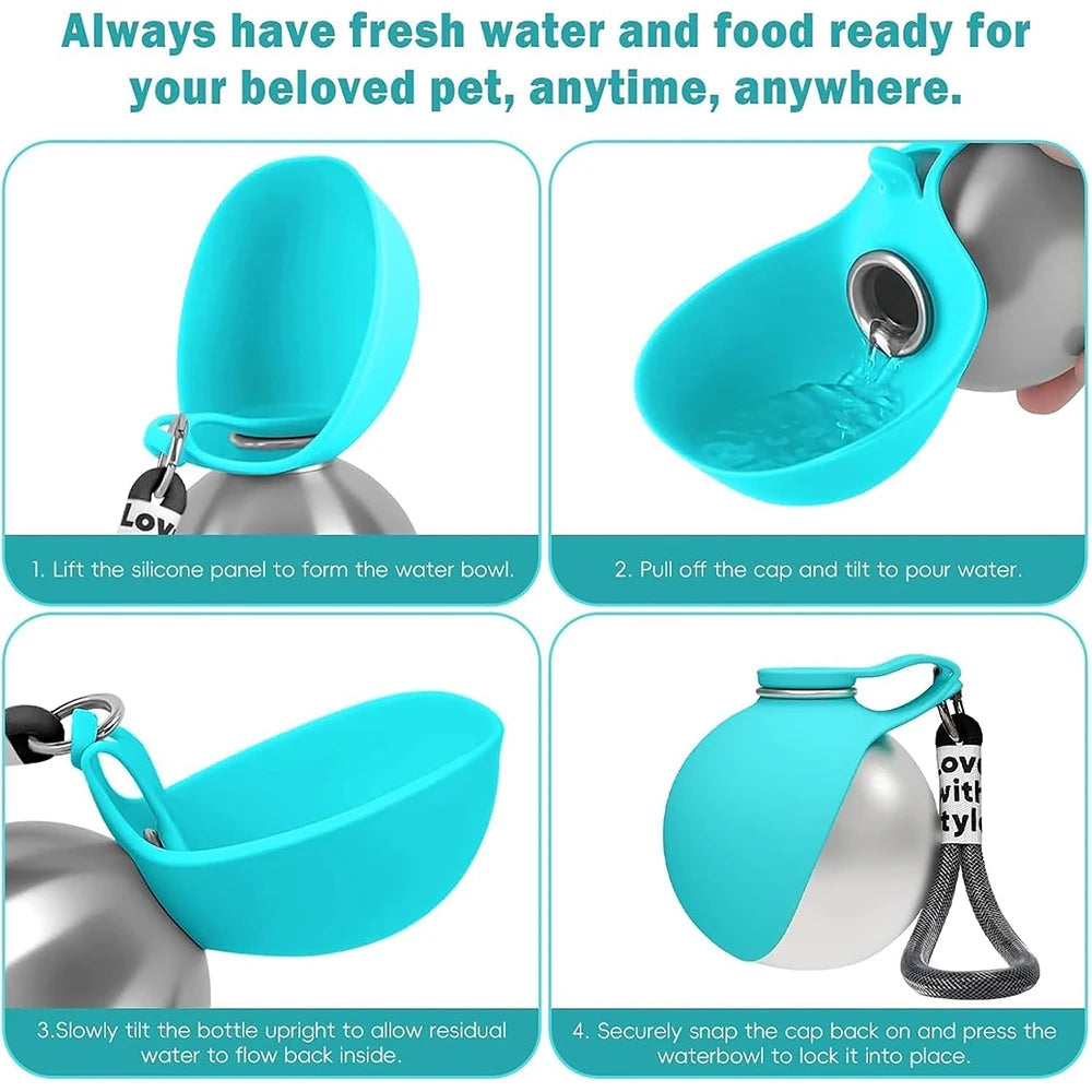 Pet water bottle with silicone panel for easy pouring and storage