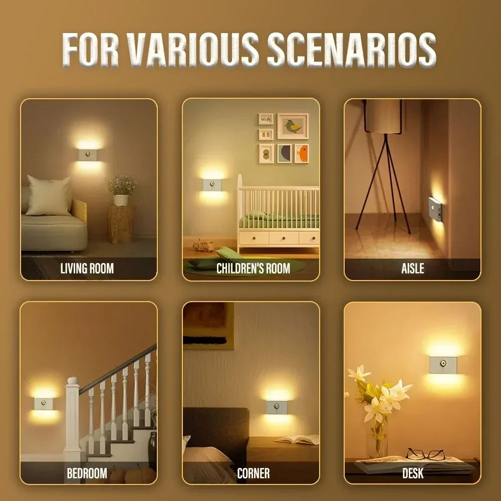Motion Sensor LED Night Light – Wireless Rechargeable Wall Light for Bedroom, Hallway & Bathroom