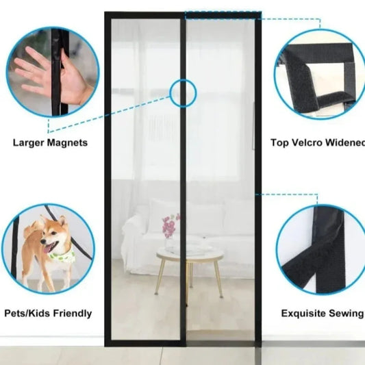 Magnetic Mesh Screen Door Curtain – Hands-Free Bug & Mosquito Barrier