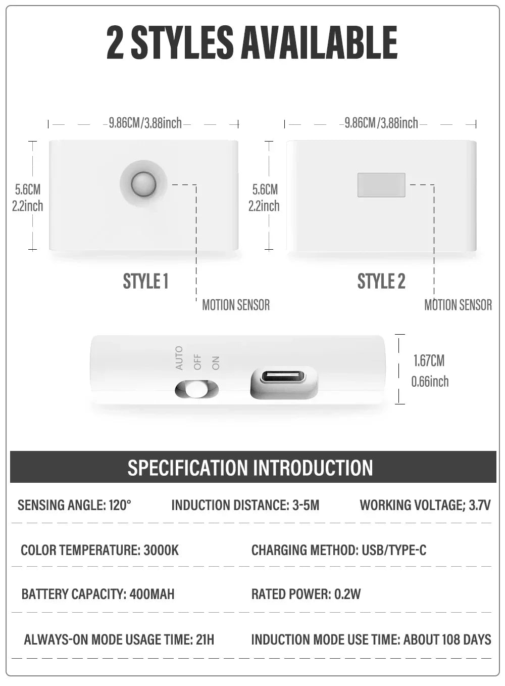 Motion Sensor LED Night Light – Wireless Rechargeable Wall Light for Bedroom, Hallway & Bathroom