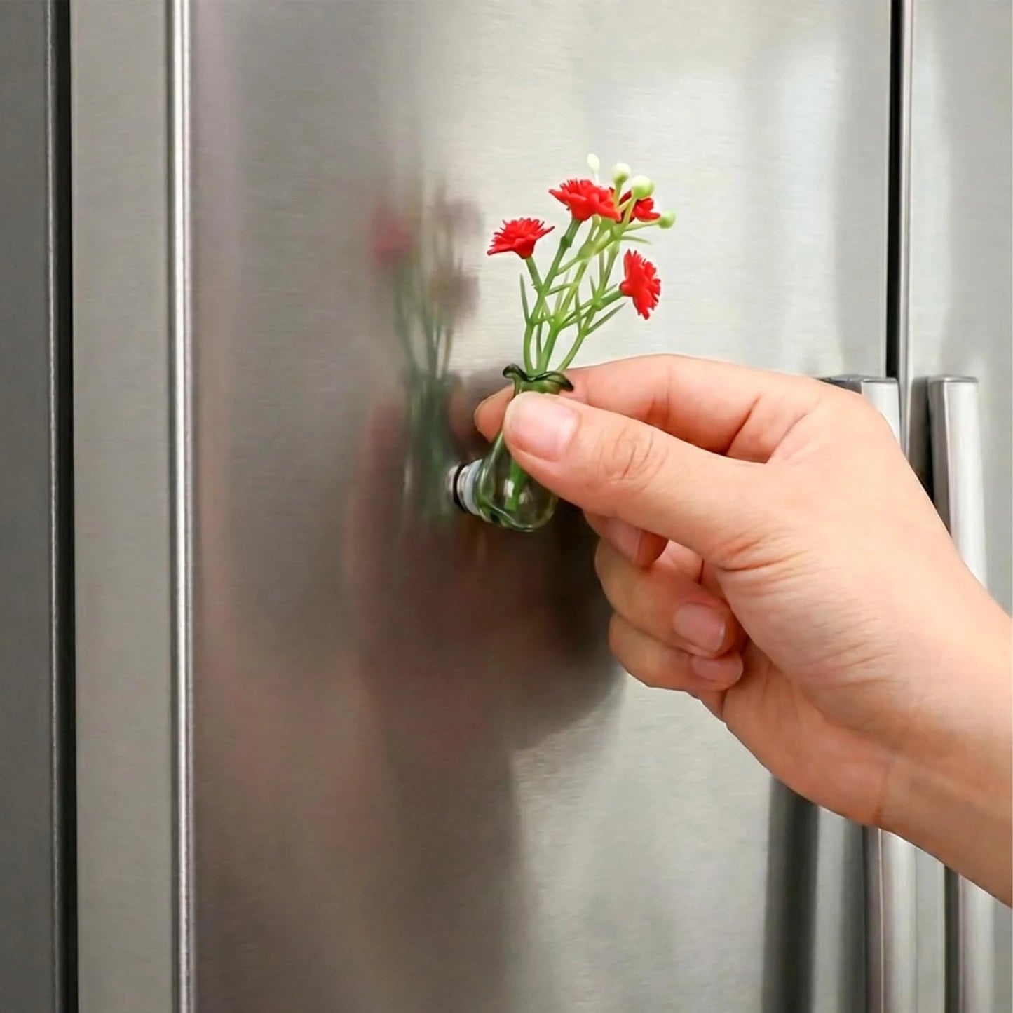 Mini Glass Bottle Flower Vase Fridge Magnets – Set of 8 Home & Kitchen Décor