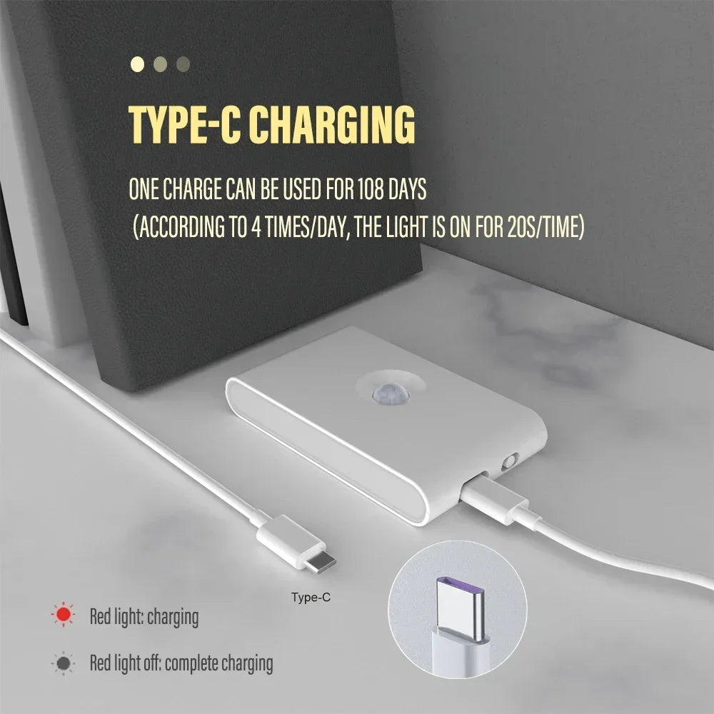 Motion Sensor LED Night Light – Wireless Rechargeable Wall Light for Bedroom, Hallway & Bathroom