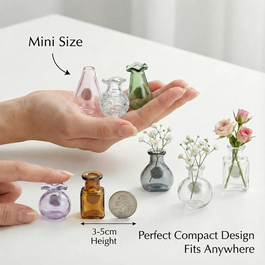 Mini Glass Bottle Flower Vase Fridge Magnets – Set of 8 Home & Kitchen Décor