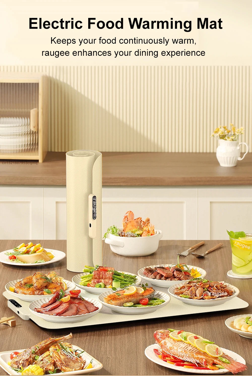 Silicone Electric Food Warmer Mat – Foldable Heating Tray with 6-Level Temperature & Timer