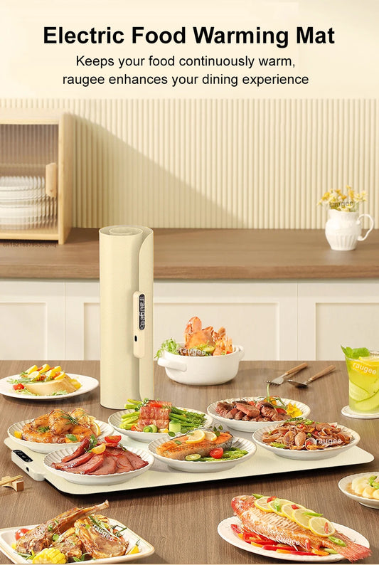 Silicone Electric Food Warmer Mat – Foldable Heating Tray with 6-Level Temperature & Timer