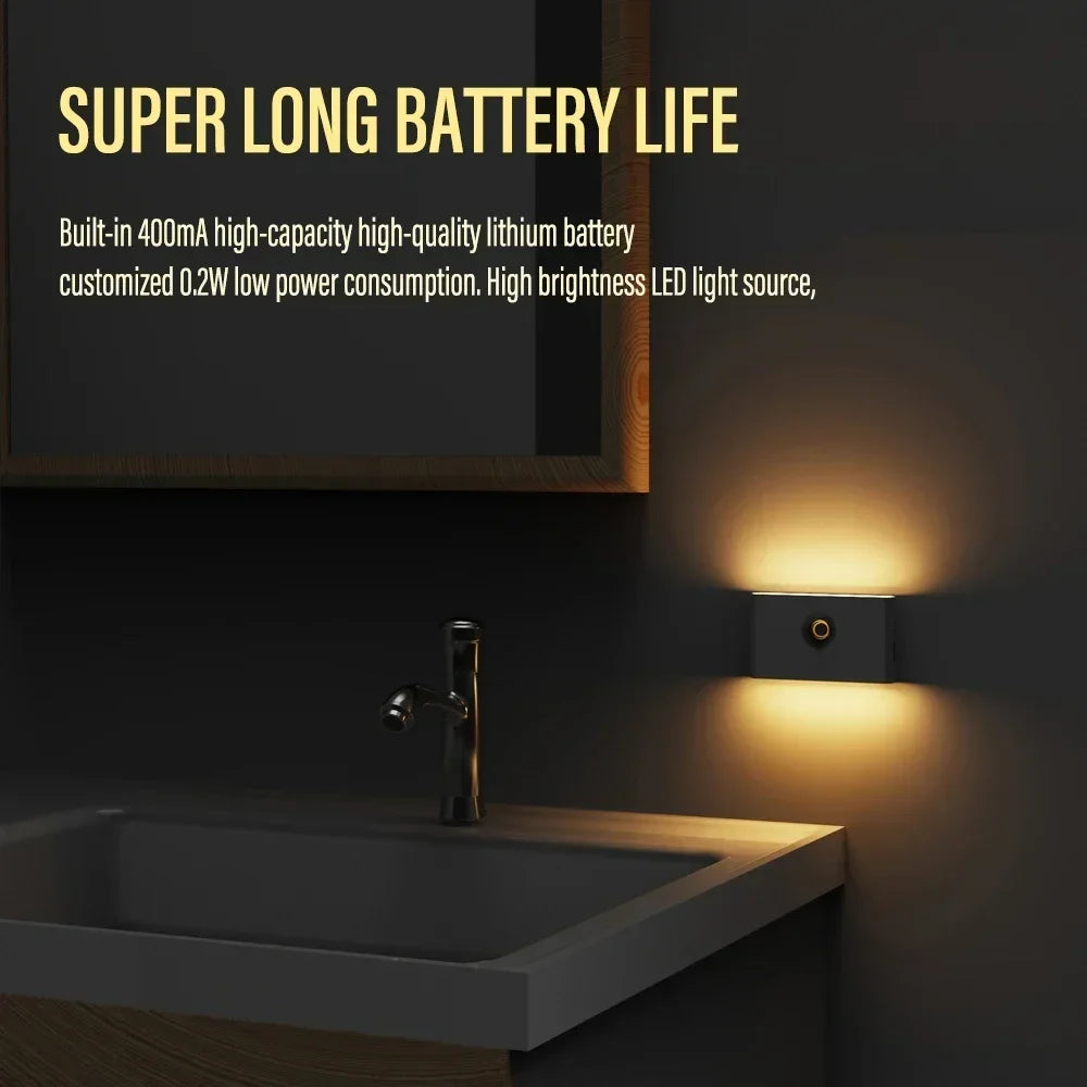 Motion Sensor LED Night Light – Wireless Rechargeable Wall Light for Bedroom, Hallway & Bathroom