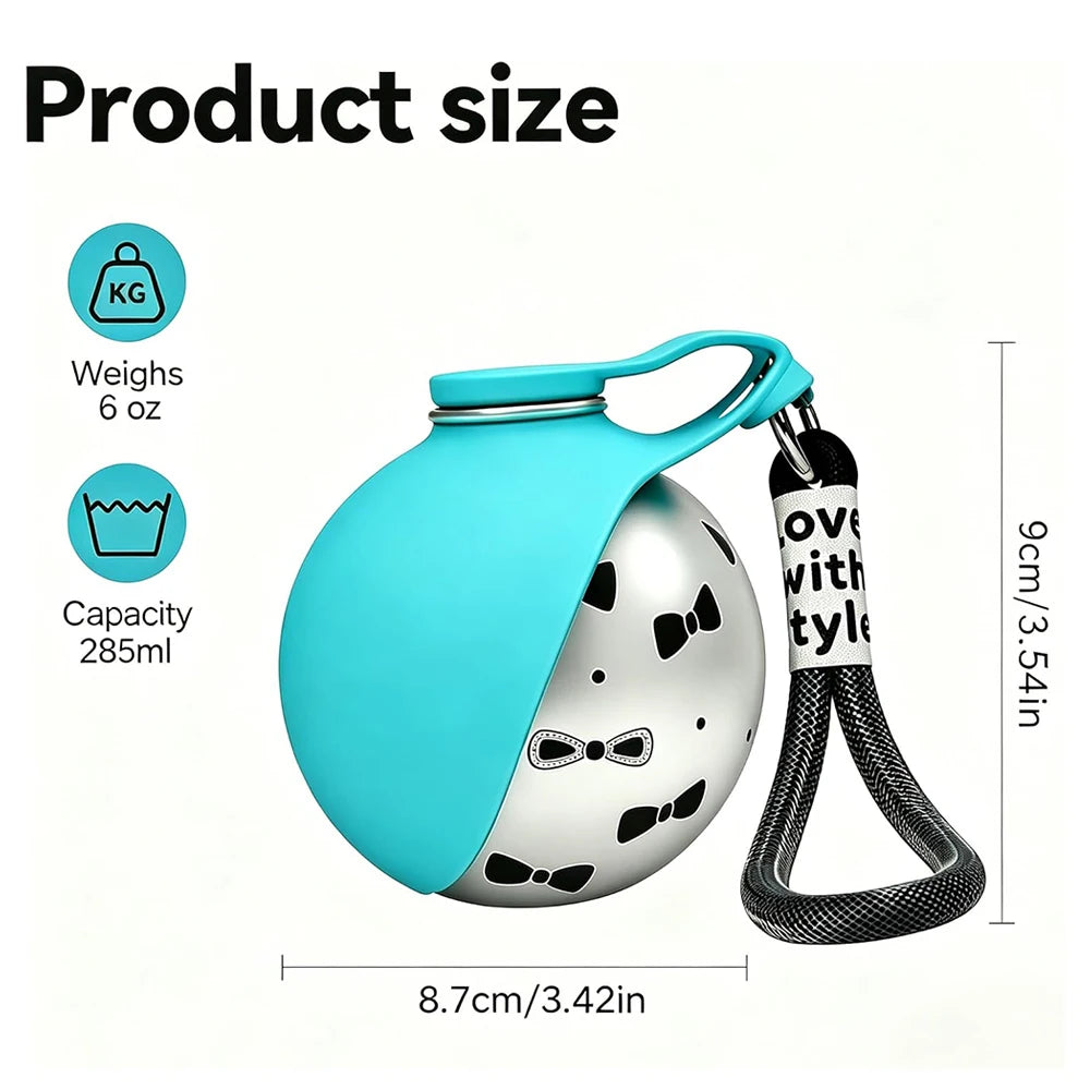 2-in-1 Portable Dog Water Bottle with Silicone Bowl – Stainless Steel