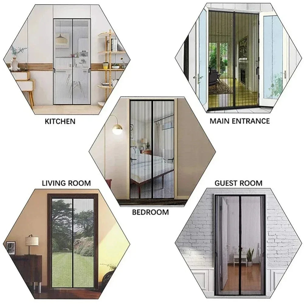 Magnetic Mesh Screen Door Curtain – Hands-Free Bug & Mosquito Barrier