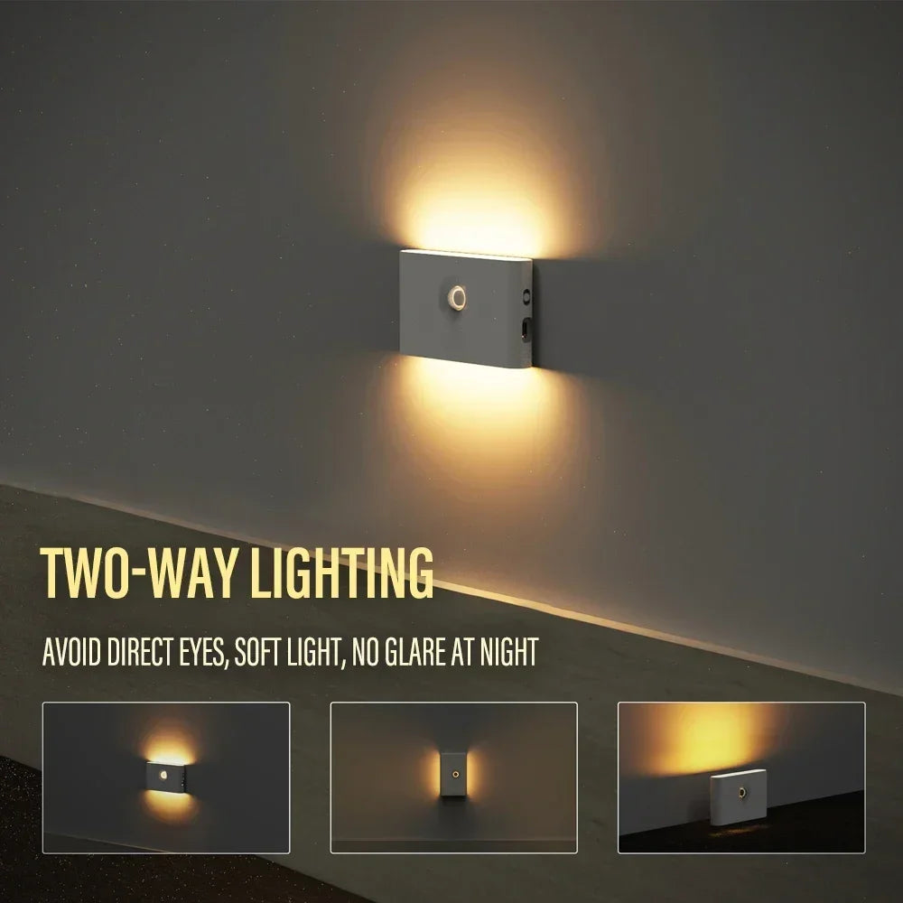 Motion Sensor LED Night Light – Wireless Rechargeable Wall Light for Bedroom, Hallway & Bathroom