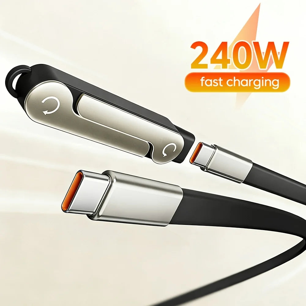 Fast charging cable with 240W fast charging text on a beige background